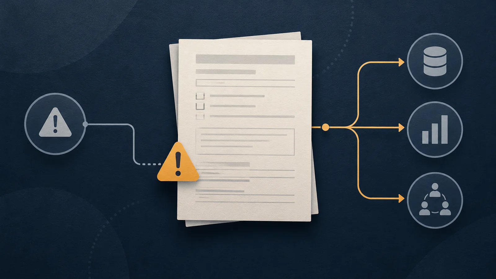 Unbranded illustration of an incident report flowing to systems, analysis and response teams.